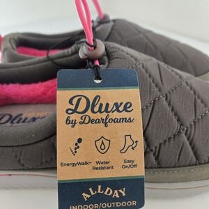 Dearfoams Deluxe Quilted Slippers with Pink Lining 11/12 All Day Indoor /Outdoor